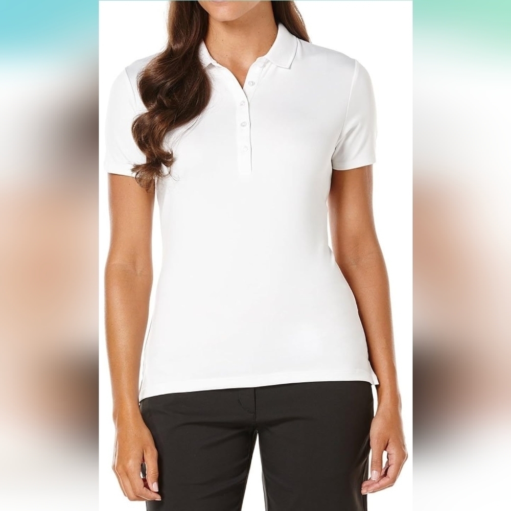 NWT white polo shirt women's XL loose fit cotton comfortable soft uniform nice